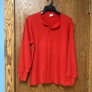 ❤️ Hot Red Henley Ribbed Knit Shirt ❤️